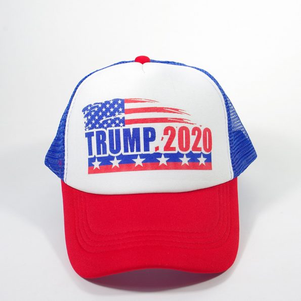 Trump 2020 Keep America Great Red Brim Blue Mesh Sun Protection Election Cap