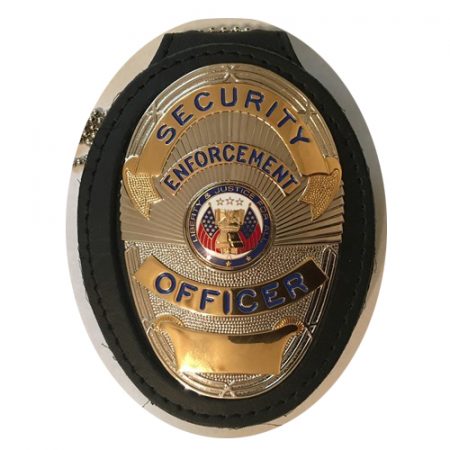 LAPD Security Enforcement Officer Badge Holder Suit Gold on Silver